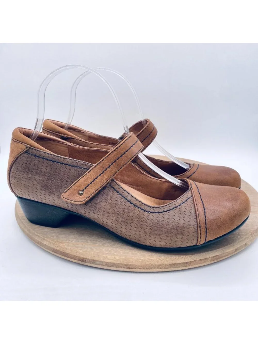 Taos Shoes Womens 9 40 Brown Leather Comfort Mary Jane Mambo Heels
